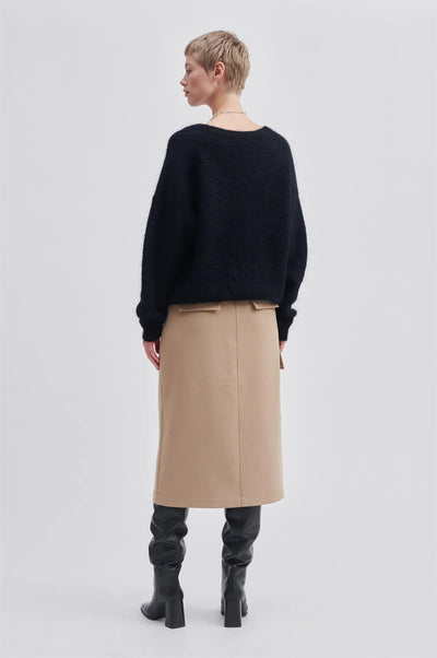 Brook Knit Oversize V-Neck Black