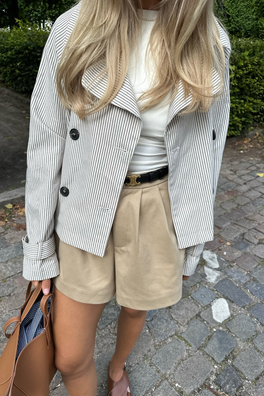 Alma Trenchcoat Beige Woven Stripe