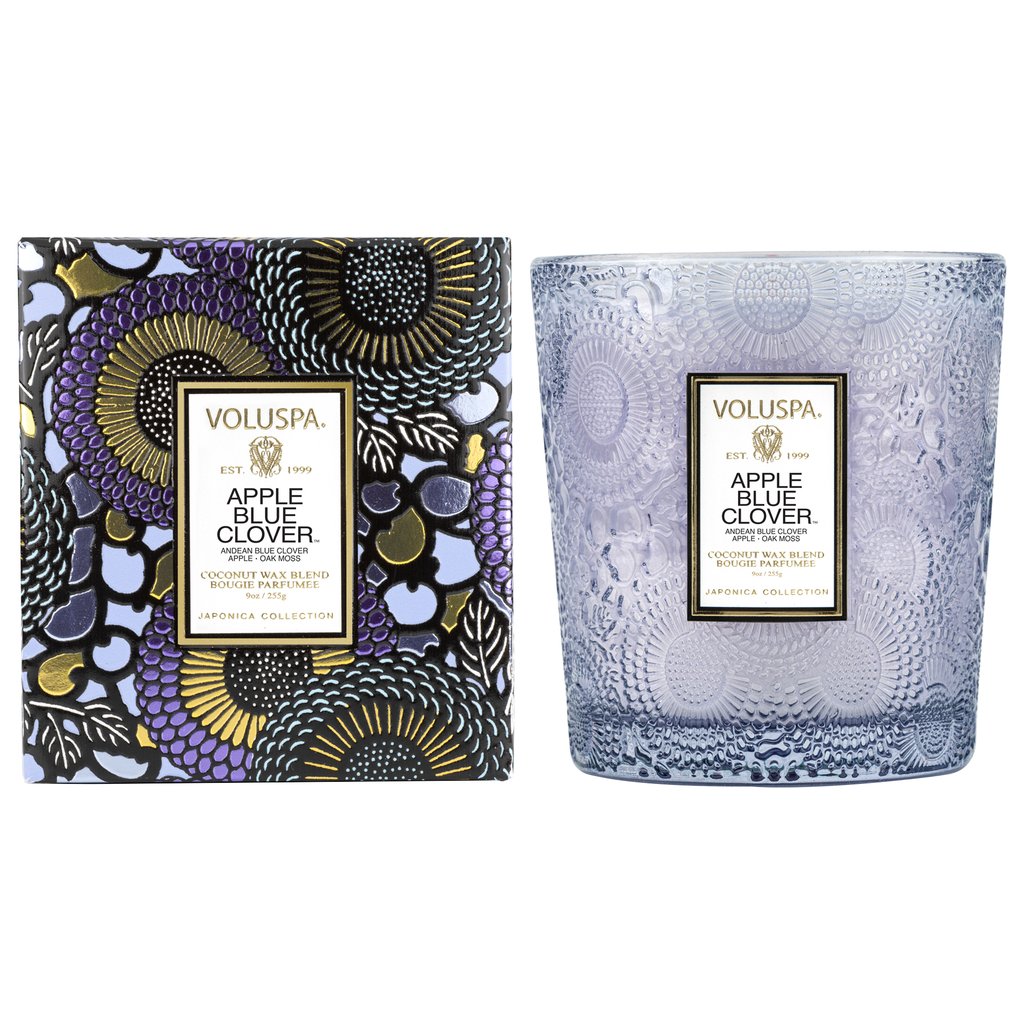 Boxed candle 60t Apple blue clover
