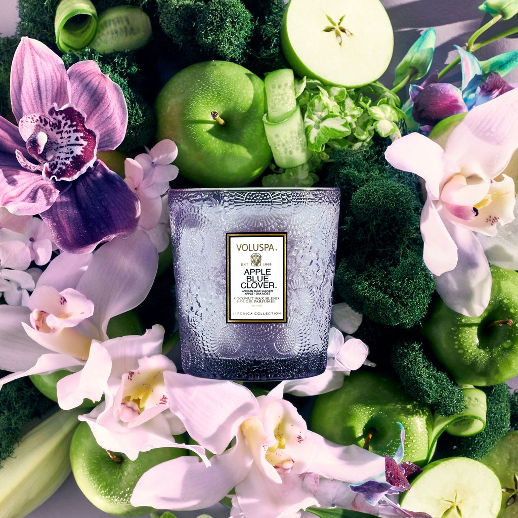 Boxed candle 60t Apple blue clover