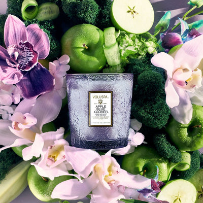 Boxed candle 60t Apple blue clover