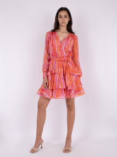 Dennie Blurred Stripe Dress Orange