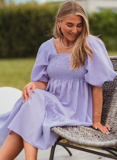 Cheri stripe dress Purple/white