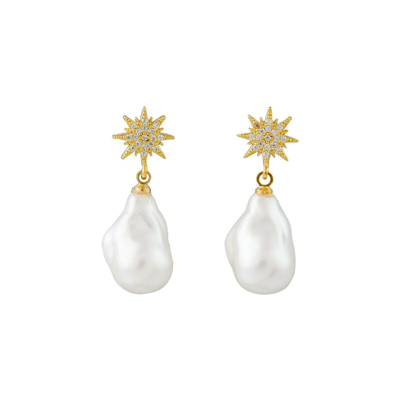 Pavé Star & Statement Pearl Earrings