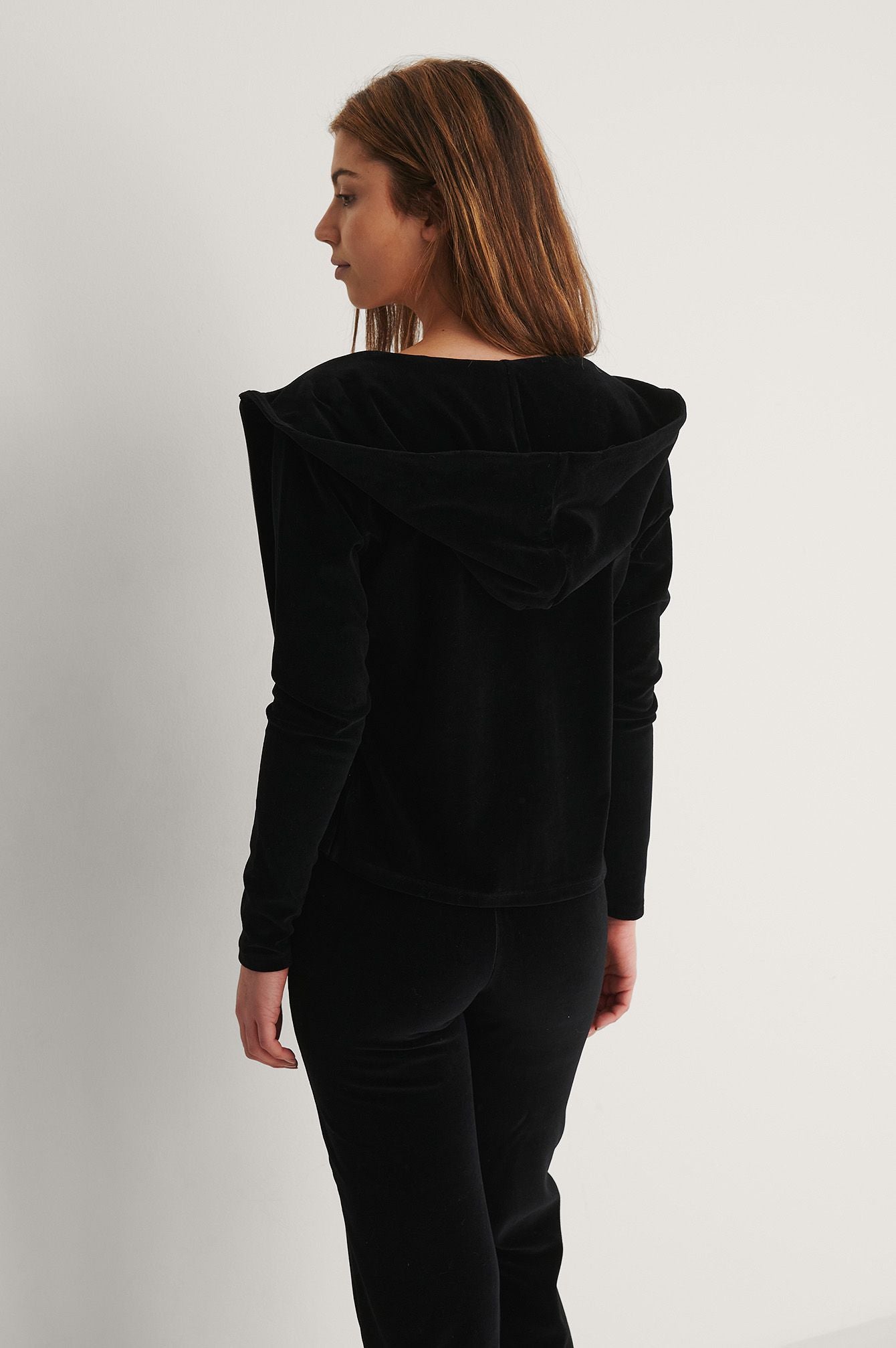 Velour Zip up sweater black