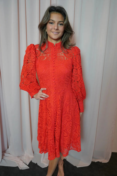 Fleur Dress Long Coral
