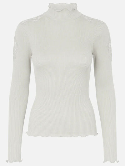 Turtleneck Blouse with lace ivory