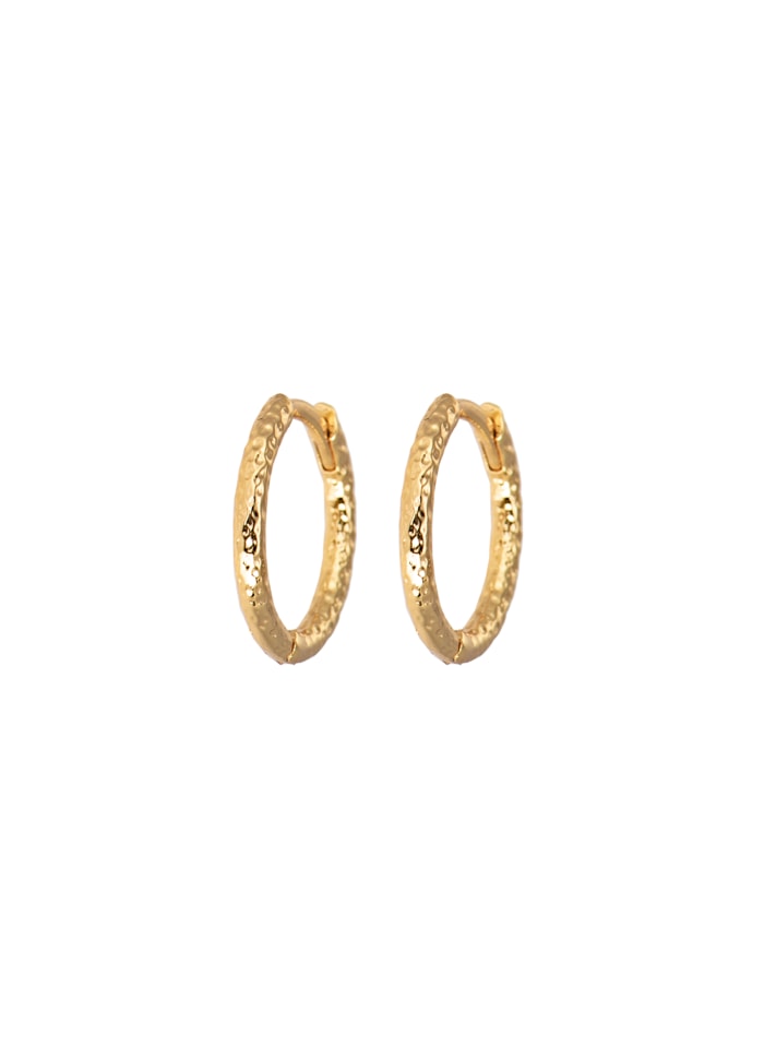 Medium hammered gold hoops