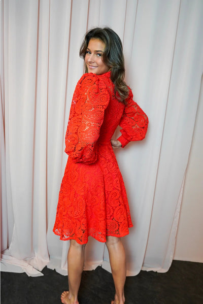 Fleur Dress Long Coral