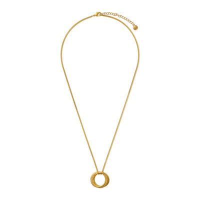 Textured Interlocking Open Circle Necklace (Gold)
