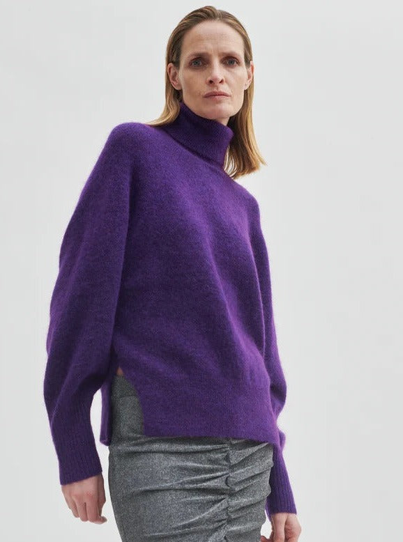 Brook Knit Oversize T-Neck Purple