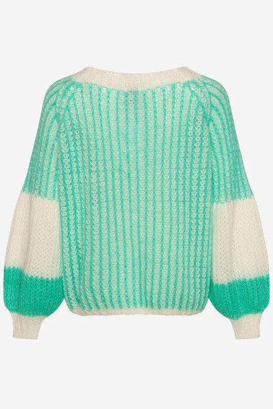 Liana knit sweater Mint/white