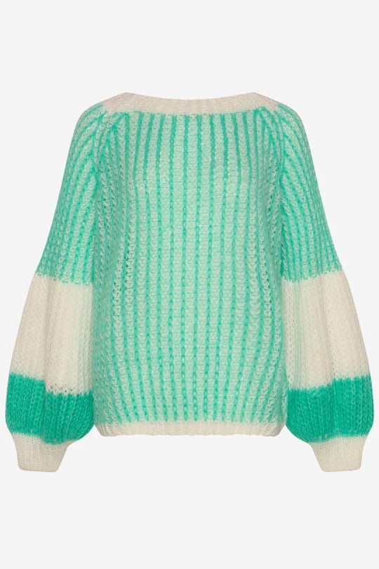 Liana knit sweater Mint/white