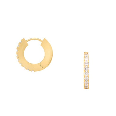 FLAT PAVE HUGGIE HOOP EARRINGS GOLD