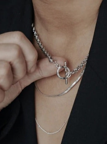 Flat Snake Chain Necklace Silver