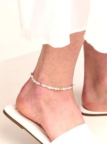 MIXED PEARL & GOLD BEAD ANKLET