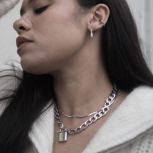 Flat Snake Chain Necklace Silver