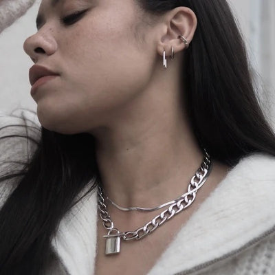 Flat Snake Chain Necklace Silver
